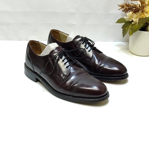 Bostonian Impression Leather Oxford Men 8.5 Leather Sole D/B Width Brown Cap Toe - Picture 1 of 11